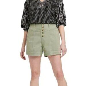 High-Rise Relaxed Fit Traveling Shorts Knox Rose Light Olive XS NWT